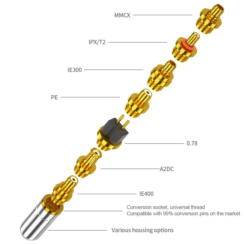 Earphone Convert Plug Universal Multifunctional Headphone Pins Replaceable 0.78mm MMCX PE Ie300 T2 A2DC Ie400 Female Connector