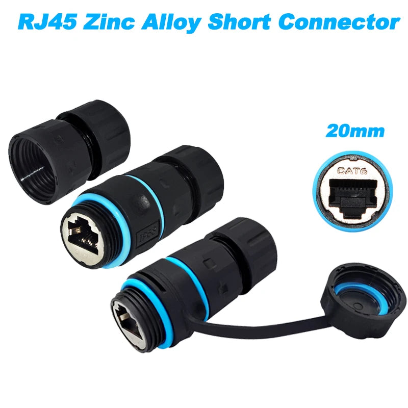 M20 RJ45 Zinc Alloy Connector Ethernet Network Straight-through Waterproof IP68 Header Panel Outdoor Broadband Network Cable