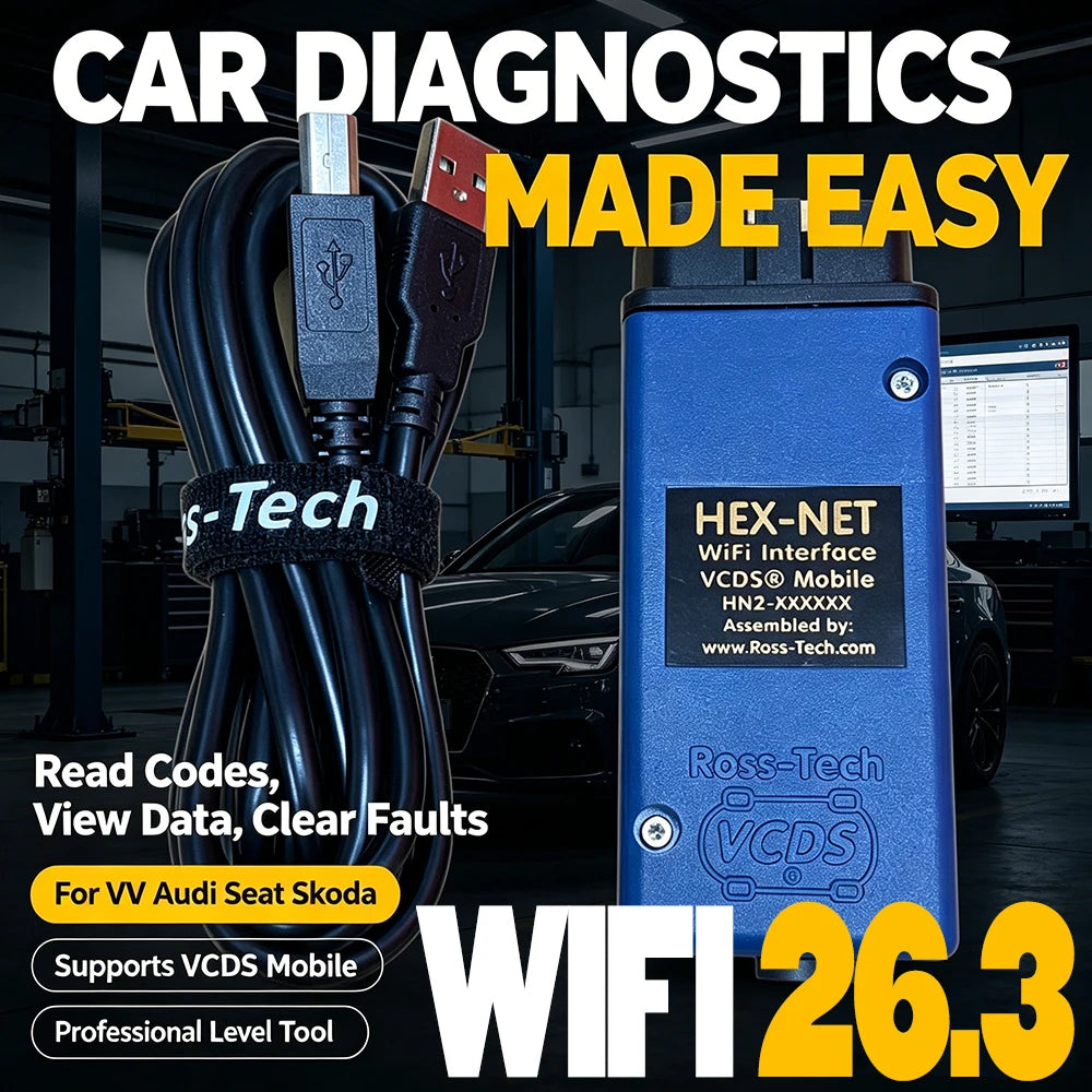 2026 VCDS VAGCOM Interface With WIFI HEX V2 Update 26.3 FOR VW For AUDI Skoda Seat Multi-Language Car Autocom Diagnostics Tools