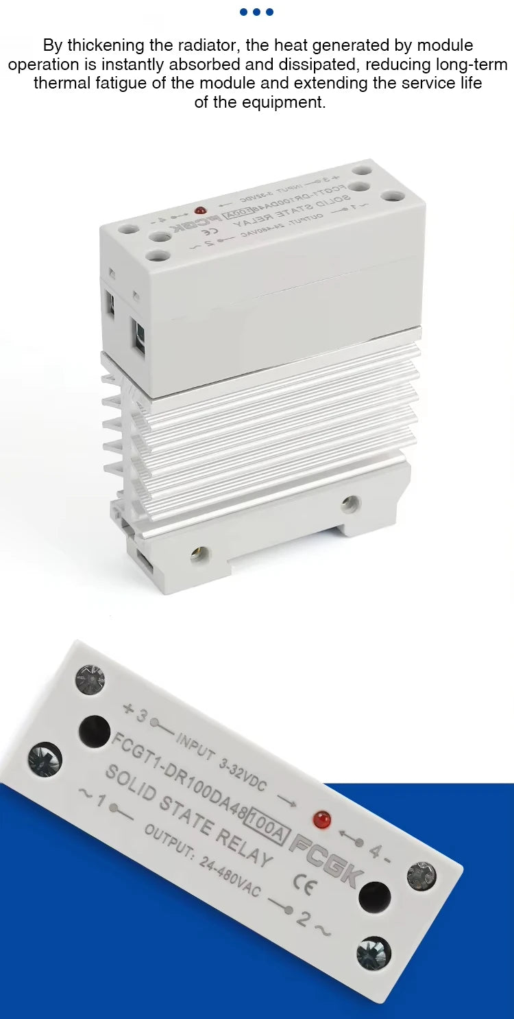 10A 25A 40A 60A 80A 100A Single Phase Slim SSR Solid State Relay With Heat Sink Industrial Relay DIN Rail Mount