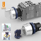LANBOO 2/3 Gear Key Head Push Button Knob Switch Latching 1NO1NC with Lamp Green Blue 9-24V 110V 220V