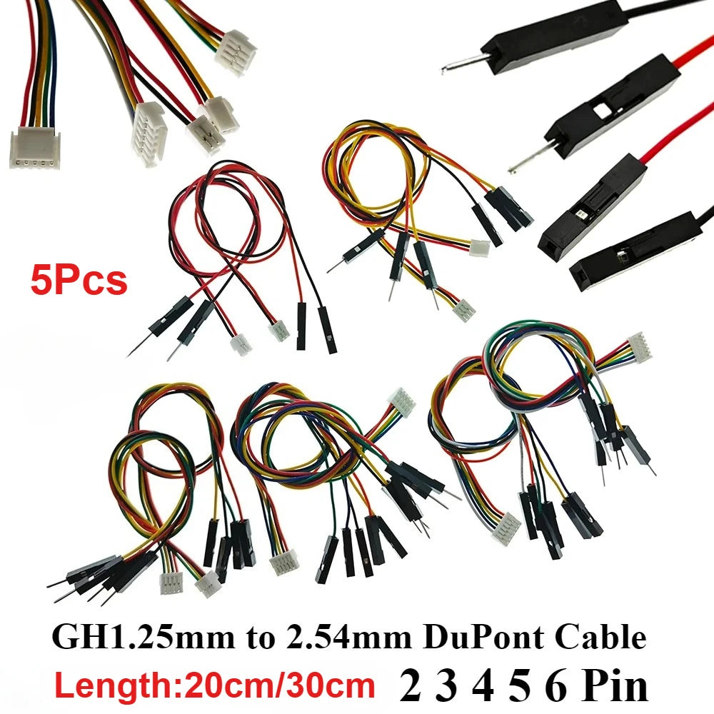 5PCS GH1.25 2P-6Pin to Dupont 2.54-1P Male/Female Cable Electronic Wire Connector for Pixhawk 6C 6X Pixhawk 4 Pixracer CUAV Cube