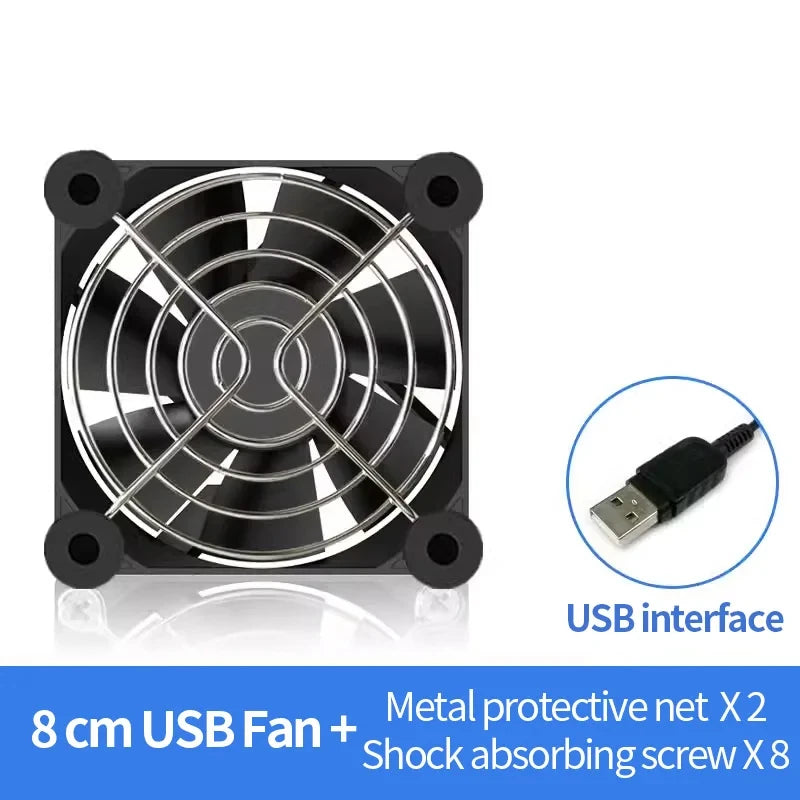 TEUCER USB Cooling Fan 8CM/12CM/14CM 800-1800RPM USB Port Power Supply Desktop Computer Available