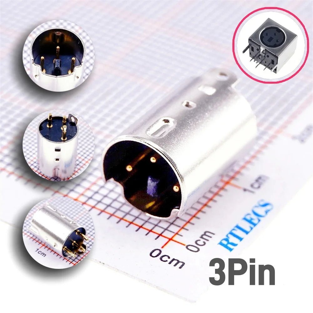 5/20/50/200 pcs Mini Din Plug Male Connector 3 4 5 6 7 8 9 Pin PCB mount Straigh Machined Header Gold Plated Pins Board Solder