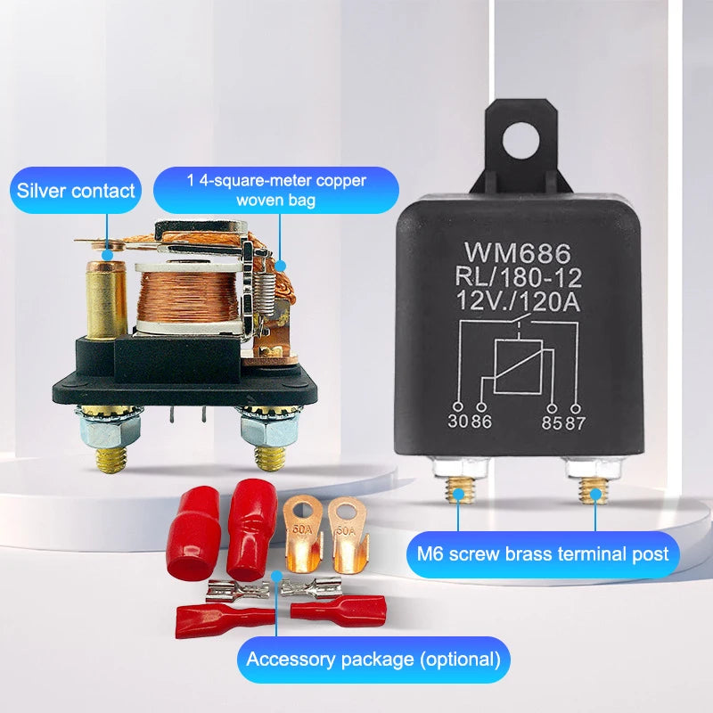 DC 12V 24V 100A 120A 200A WM686 Relay 4 Pin Normal Open Car Starter Relay For Battery ON/OFF Split Charge Relay Switch