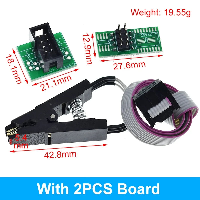 CH341A CH341B 24 25 Series EEPROM Flash BIOS USB Programmer Module + SOIC8 SOP8 Test Clip + 1.8V adapter + SOIC8 adapter DIY KIT