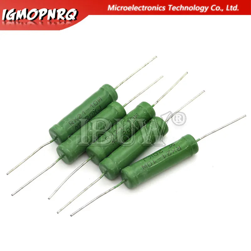 5PCS RX21 6W 10W Wire Wound Resistance 5% 1R 10R 100R 1K 10K 12K 15K 18R 20R 22R 24R 27R 30R 33R 36R 0.01R 0.05R 0.1R 0.12R