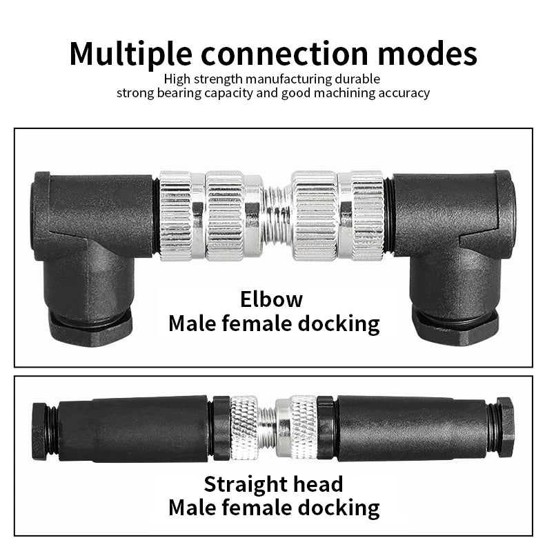 M8 Sensor Connector Screw Connection Metal A Code 3pin/4pin Non-welding 5pin 6pin 8pin Weld IP68 Straight Waterproof Connectors