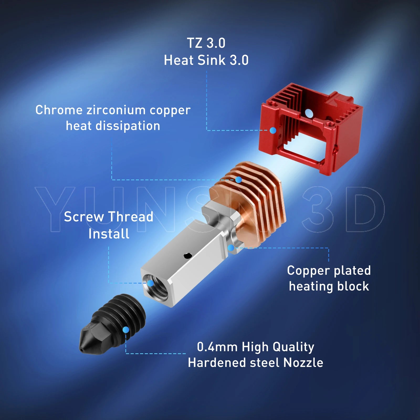 For BambuLab P1S P1P X1 X1C Upgrade Hotend Kit Heat Sinks Throat TZ V3.0 Nozzle Print Head Thermistor 3D Printer Accessories
