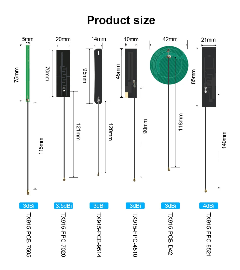 10pcs LoRa 915 MHz Antenna U.FL 915M Embedded Antennas for Communication Module Motherboard Antenna FPC Aerial for PCB