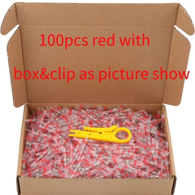 10/100/200pcs Waterproof Wire Terminals Insulation Heating Shrink Tubing Cable Connectors Solder Seal Tubes for Car Wires