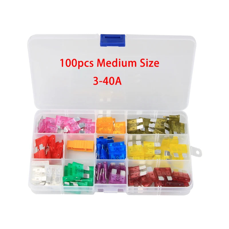 50/80/180pcs 5/10/15/20/30A Car Auto Small and Medium Blade Fuse Motorcycle Boat Truck Automotive Blade Fuse Assortment Set
