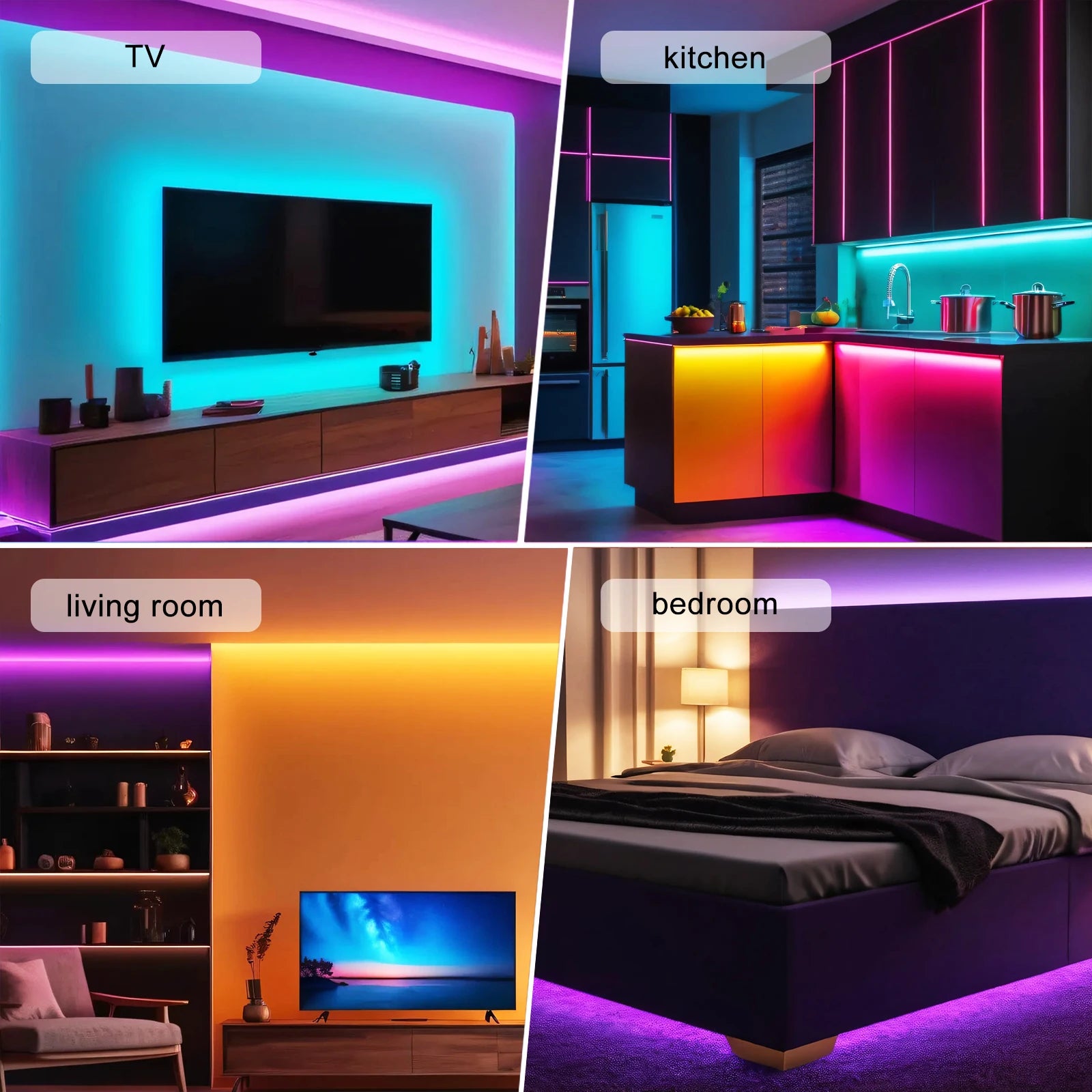 Smart 2IN1 USB LED Strip Lights RGB 5050 Remote Control Kit Flexible Ribbon LED Diode Tape Self-adhesive for TV Backlight