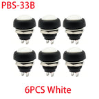 6PCS PBS-33B 12mm 2Pin Waterproof Momentary Push Button Switch 12V 1A Mini Reset Non-Locking Red Green Yellow Blue White Black