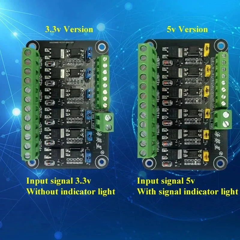 6 Channel MOS FET Module Optocoupler Isolation MOSFET Driver Board 3.3V 5V for Arduino PLC Microcontroller