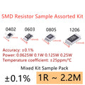 0402 0603 0805 1206 SMD Resistor Sample Assorted Kit 0.1% 0R 10R 100R 120R 1K 2K 4.7K 5.1K 10K 20K 100K 1M Sample Set Mixed Kit