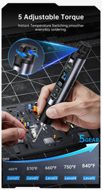 FNIRSI HS-03 Wireless Soldering Iron 10W Rechargeable Portable Soldering Iron 100-450℃ Adjustable Professional Soldering Kit