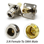 1PCS N To SMA Connector L16 N Female to SMA Female Coax  Adapter Test Converter 4 Hole Flange Panel RF Antennas Connector