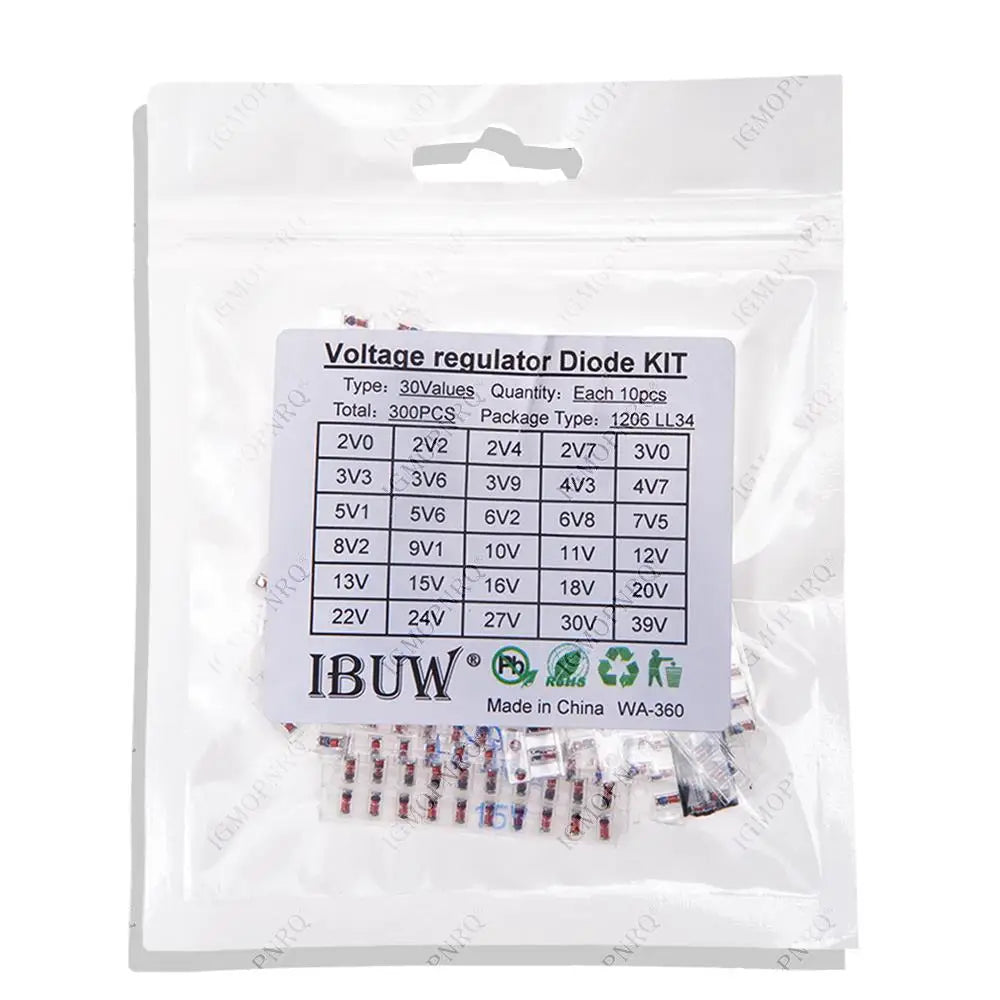 30values *10pcs=300pcs LL34 SMD Zener diode package Assorted Kit 1/2W 2v-39v