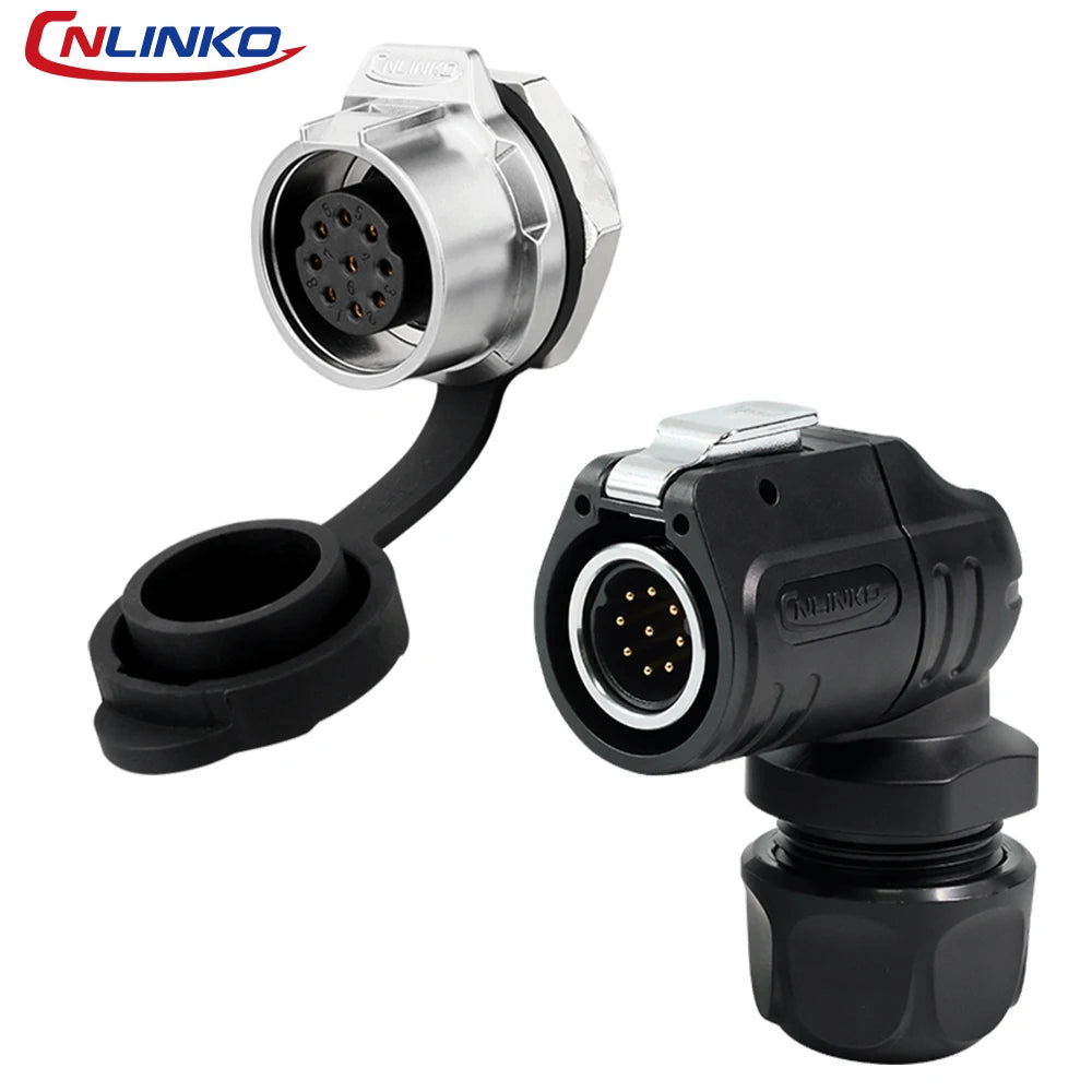 LP-16 2 Pin Right Angle Industrial Connector IP68 Waterproof Male Plug Female Socket Set Aviation Connector for LED Solar Use