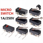 20PCS Mini Micro Limit Switch C NO NC 3 Pins PCB Terminals SPDT 1A 125V Roller Arc Lever Snap Action Push Micro Mouse Switches