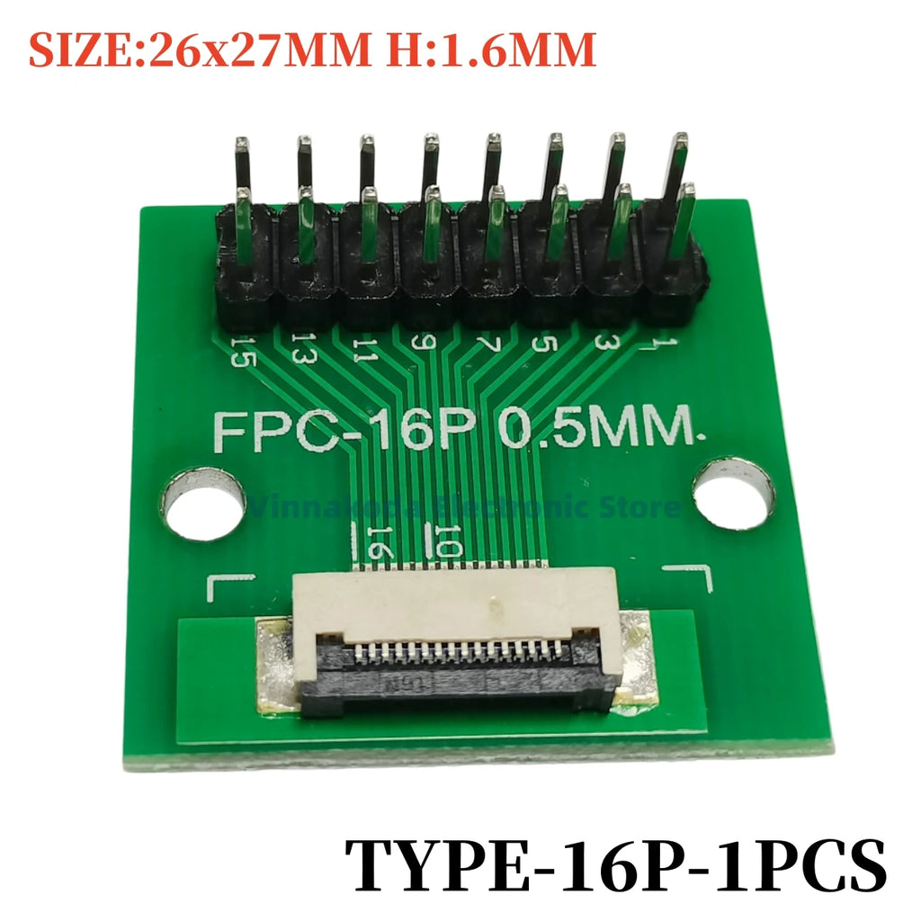 1PCS FFC/FPC Conversion Board 0.5mm Connector to 2.54MM Double Row Bent Pins 4/10/14/15/16/22/26/30/32/36/42/45/60/64/68/80/96P