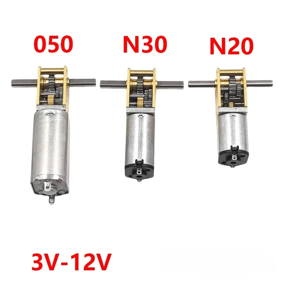 Micro 050/ N30/ N20 Worm Gear Motor DC 3V-12V 4RPM-381RPM Slow Speed Metal Gearbox T-shaped Dual Shaft Engine DIY Toy Car