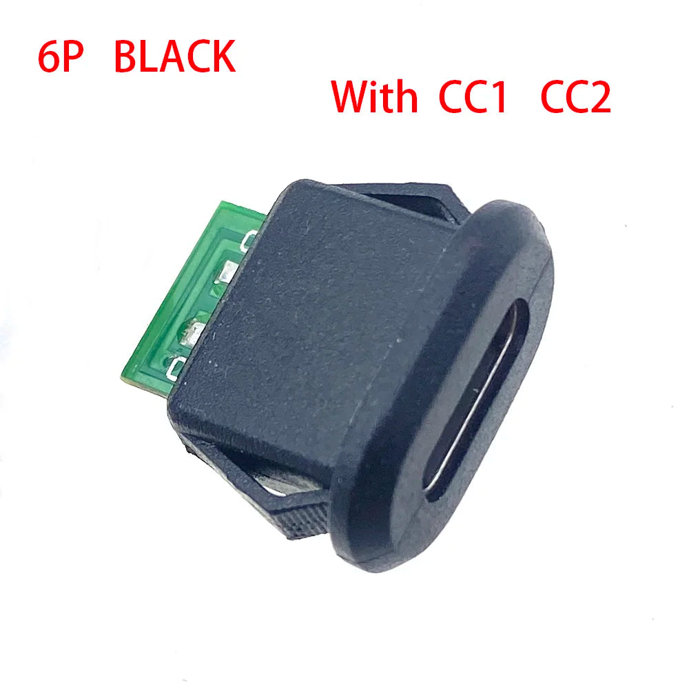2-10pcs Buckle Female USB Type-C Waterproof Connector 5pin 6pin 5A High Current Fast Charging Socket USB-C Charging Plug