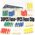 30PCS Torpedo Fuse Classic Car Auto Fuses Ceramic Continental Car Fuse Bullet + 1PCS Fuse Clip Cars Safety Blade 5/8/16/20/25/30