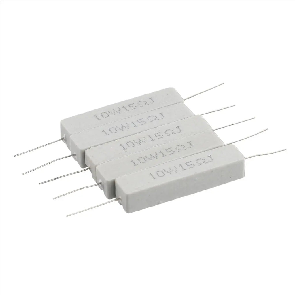 (FDDT) 5 Pcs 10W Watt 15 ohm 5% Wirewound Ceramic Cement Resistor