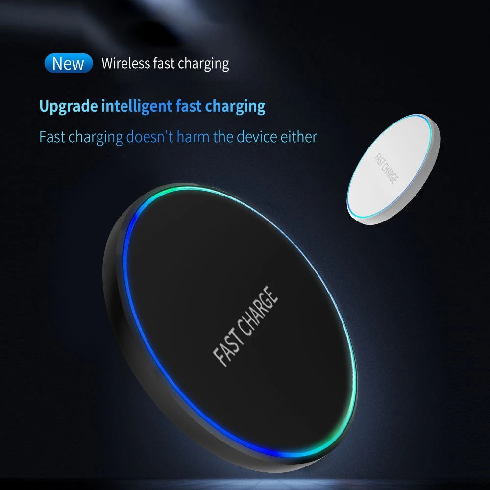 LED Light Mini Wireless Charger Pad For iPhone 17 16 15 14 13 12 Samsung S25 S24 S23 Xiaomi AirPos 4/3 Pro Fast Charger Station