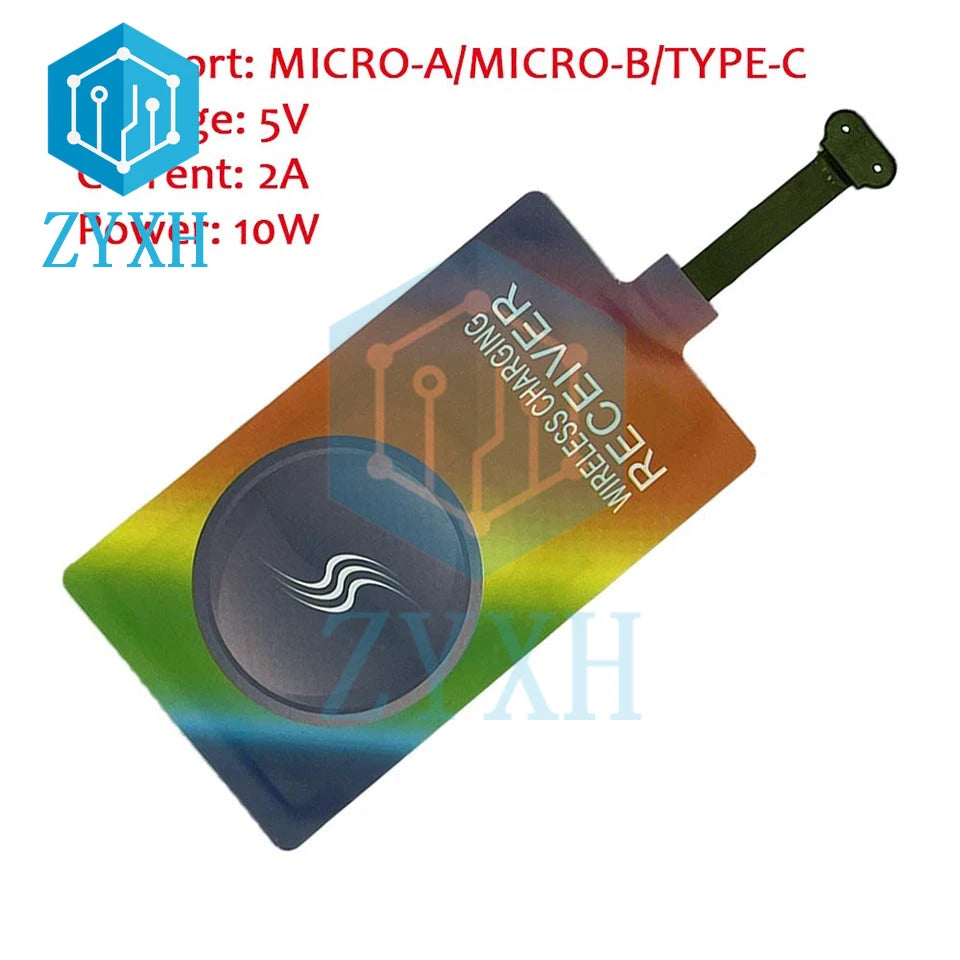 Max 10W 5V 2A Qi Wireless Charging Receiver Coil Universal Type-C Micro USB Port For Huawei P20 Pro P10 Plus Samsung Xiaomi