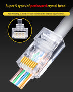 100pcs RJ45 Cat6 Cat5e Pass Through Network Connectors Ethernet Cable Gold-plated Crimp End Stranded UTP Shielded Modular Plug
