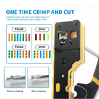 AOKIN RJ45 Network Crimper - 3-in-1 Crimp/Cut/Strip Lan CAT8/7/6A/6/5E (STP/UTP) & RJ11/12 Tel Modular Cable