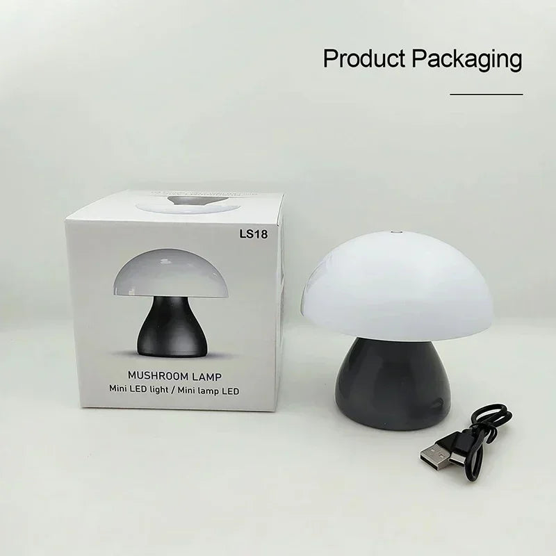 Mushroom LED Table Lamp Touch Dimming USB Charging Night Light for Bedroom/Desk/Coffee Bar Decorative Ambient Night Lighting