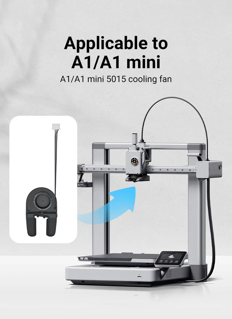 5015 Cooling Fan for Lab A1 A1mini Hotend Fan with Cable Rapid Cooler Fan 2510 Axial Fan Kit for X1 X1C P1P P1S 3D Printer Parts