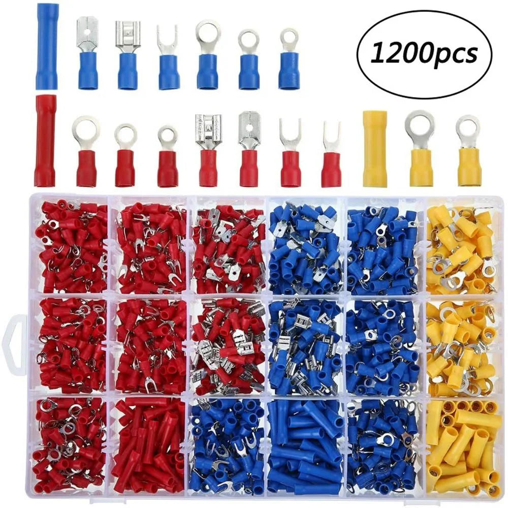 Insulated Cable Connector Electrical Wire Crimp Spade Butt Ring Fork Set Ring Electric Crimp lugs Rolled Terminals Assorted Kit
