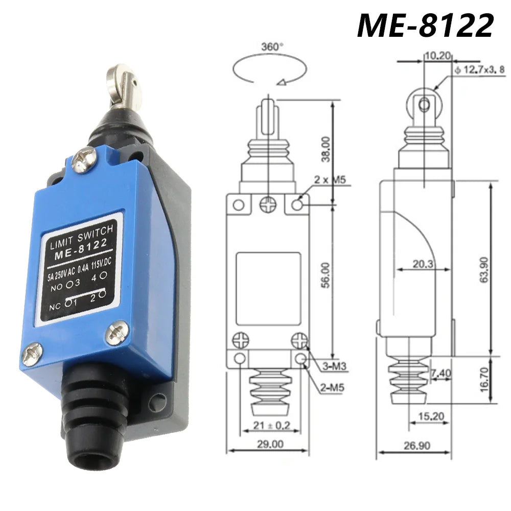 Waterproof CNC Momentary Limit Switch ME 8108 8111 8122 9101 5A/220V Rotary Roller Lever Sealed Industrial Machine Limit Switch