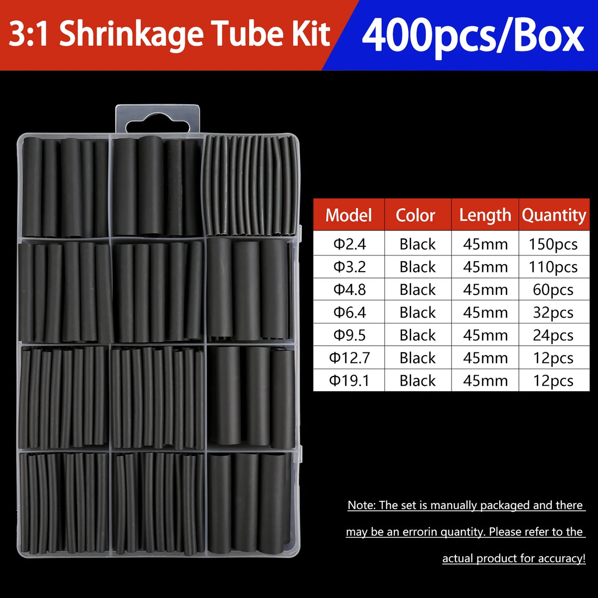 Heat Shrink Tubing Kit 73-900PCS 2:1 3:1 4:1 Ratio Cable Wire Insulation Sleeve Electrical Repair Protector Heat-Shrink Tube Set