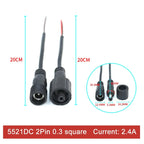 2Pin M8 M10 M12 M14 5521DC Mini Plug Male Female Butt Plug with Wire Solar Light Car PVC Waterproof Connector Plug 5.5x2.1dc