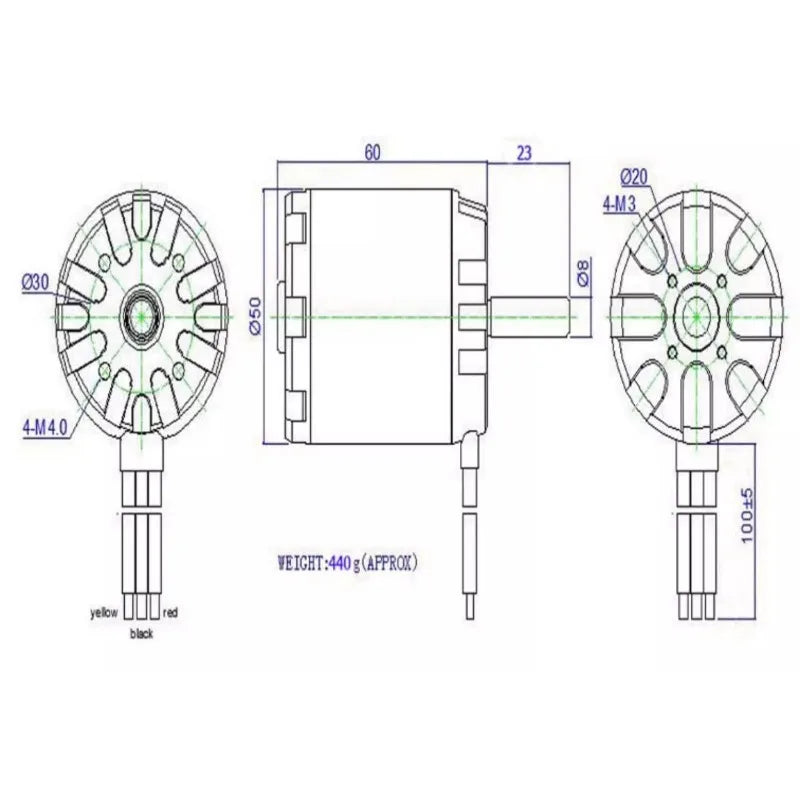 Model N5065KV140 270KV 320 KV400 with Hall Brushless Motor on The Outer Rotor of High-power Electric Scooter.