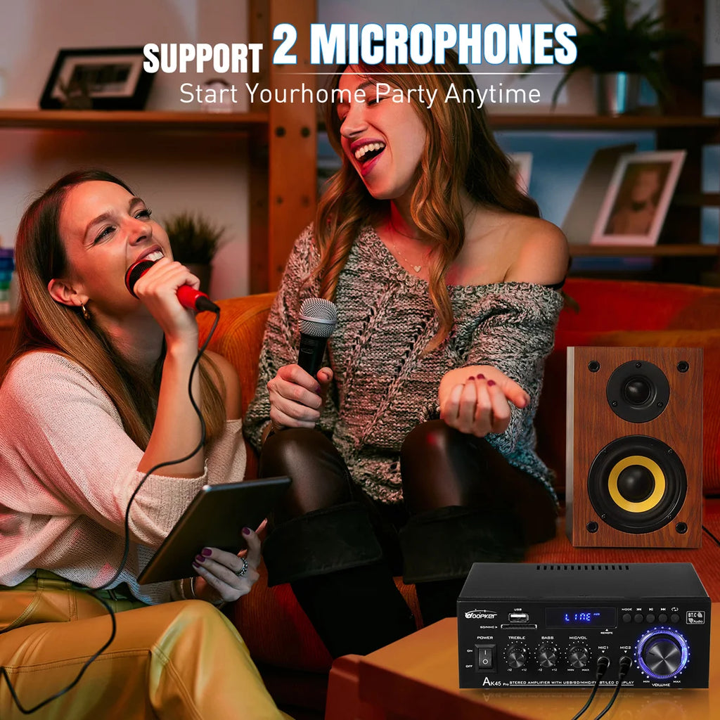 Woopker AK35/AK45 Pro/AK55 Digital Amplifier Bluetooth Sound Amplifier 2 Channel HIFi FM USB Audio Amp For Home Car Karaoke