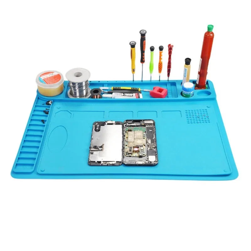 Welding Mat Heat Insulation Working Pad Silicone Soldering Mat Soldering Work Station Pad for Phone Welding Repair Tool