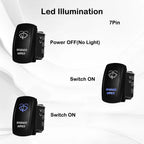 12V 24V Boat Trim Tabs Switch (ON)-OFF-(ON) Momentary Rocker Switch Waterproof Blue Light ON-OFF Toggle Switch With Harness