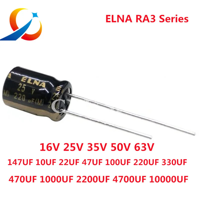 ELNA RA3 Series HiFi Audio Capacitor 16V 25V 50V 63V 10uF 22uF 47uF 100uF 220uF 470uF 1000uF 2200uF 3300uF 10000uF Original 20%