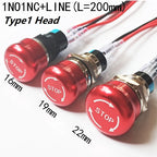 16mm 19mm 22mm Emergency Stop Metal Button Mushroom Head Push Button Stop Switch 1NO1NC 2NO2NC Latching Switch Retention On Off