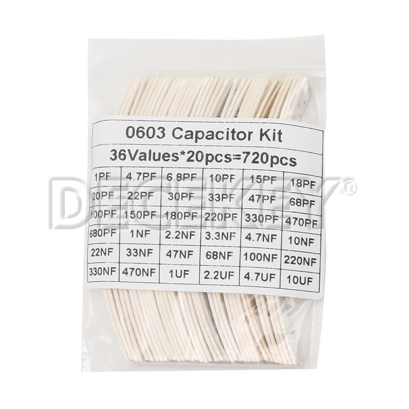 36Values 1pF-10uF Electronic Capacitor Set 1206 SMD Ceramic Capacitors Assortment Kit 22PF 47PF 22NF 100NF 2.2UF 4.7UF 0603 0805
