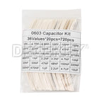 36Values 1pF-10uF Electronic Capacitor Set 1206 SMD Ceramic Capacitors Assortment Kit 22PF 47PF 22NF 100NF 2.2UF 4.7UF 0603 0805