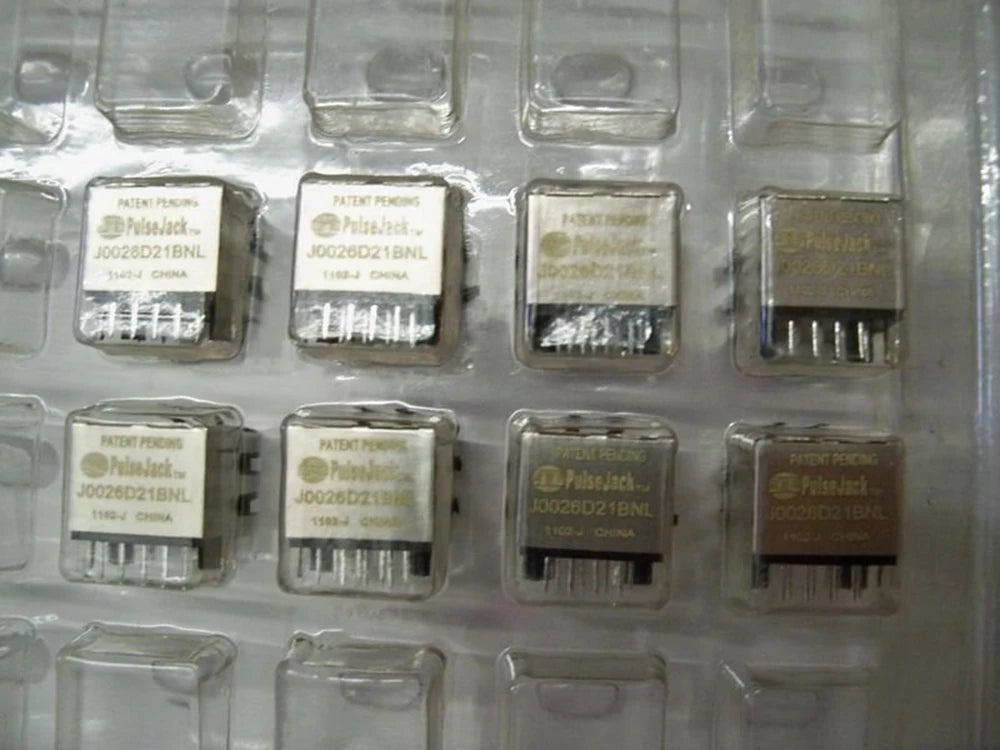 10pcs J0026D21BNL J0026D21 Right Angle with LED MAGJACK 1PORT 100 BASE-TX 1x1 Tab-DOWN RJ45 Connector