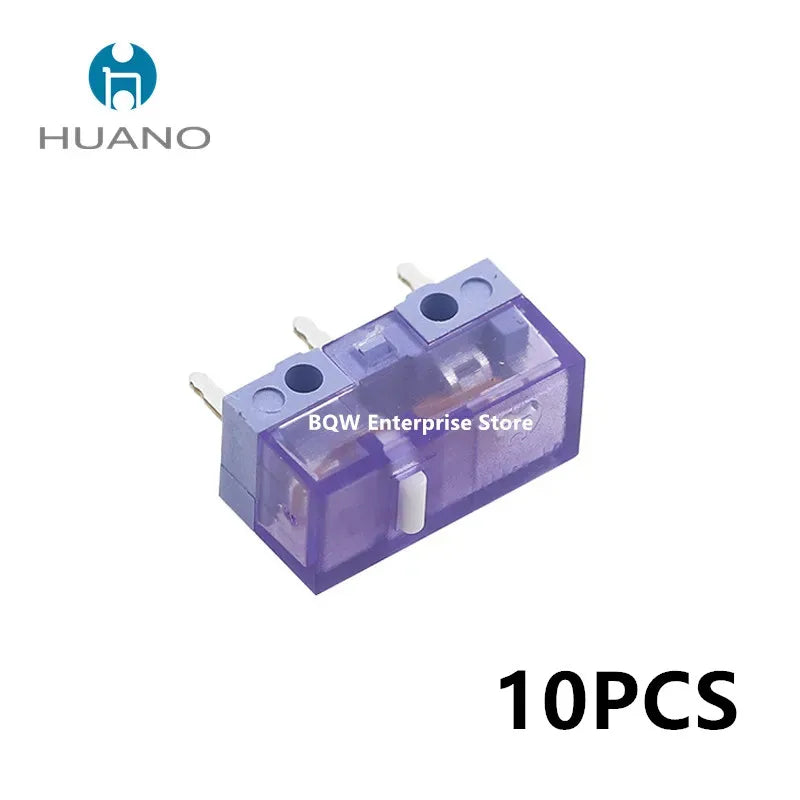 10Pcs New HUANO Mouse Switch Button Yellow Green Purple Transparent White Dot- 90M 100M 120 Million Click Lifespan